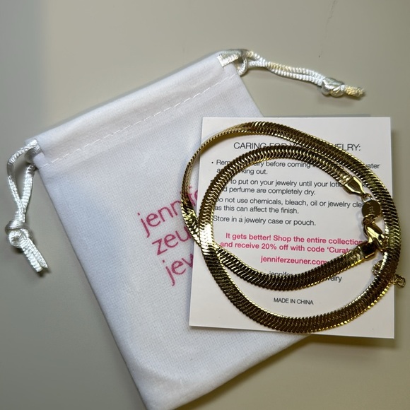 Anthropologie Jennifer Zeuner‎ Karli Gold-Plated Classic Herringbone Necklace - Picture 6 of 8